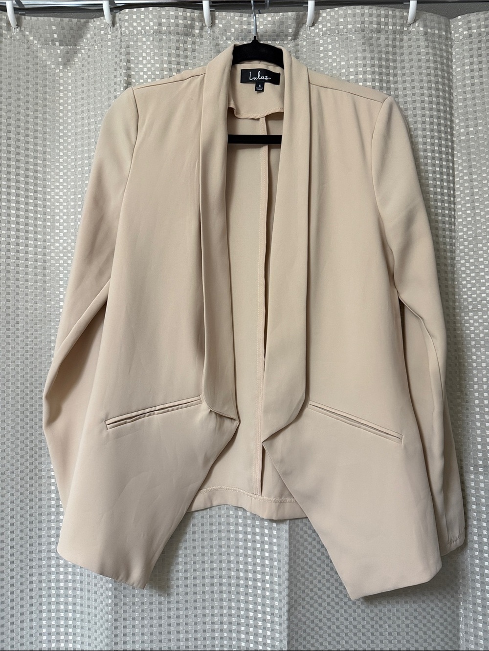 Lulu's Beige Open-Front Draped Blazer